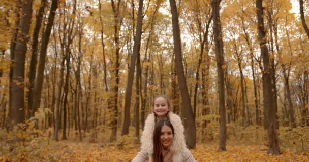 Parent Kid Having Time Together Outdoor Autumn Park Mother Child — Stock video