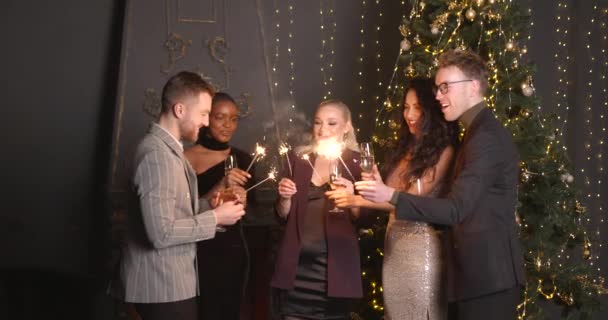 Des Amis Proches Rencontrent Noël Boivent Champagne Avec Dans Les — Video