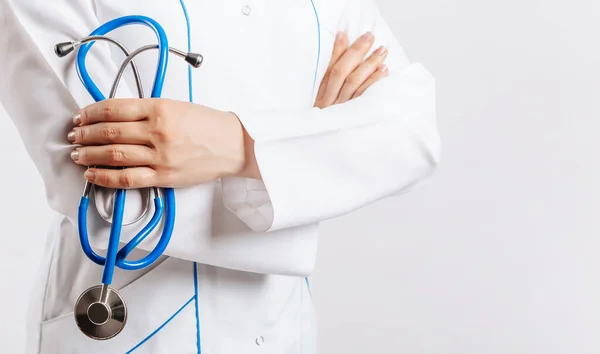 Doctor Stethoscope Hands White Background — Stock Photo, Image