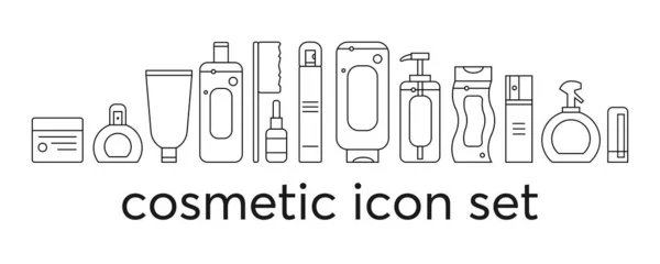 Grafika Wektorowa Kolekcji Ikon Kosmetycznych Produkty Pielęgnacji Ciała Włosów Twarzy — Wektor stockowy