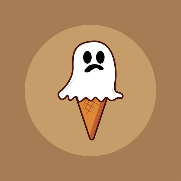 Vector Illustration Ghost Ice Cream Cone Simple Flat Design Concept — Stock Vector