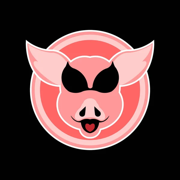 Vector Illustration Pig Head Wearing Bra His Eyes — Stock Vector