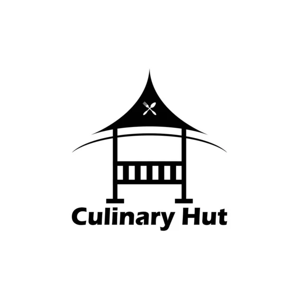 Kulinariska Hut Logotyp Mall Med Sked Och Gaffel Symbol Lämplig — Stock vektor