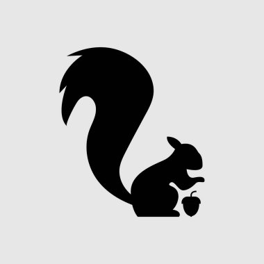 Fındıklı sincap logosu tasarımı, arka planda bir sincap silueti. Logo ve sembol tasarımı için uygun