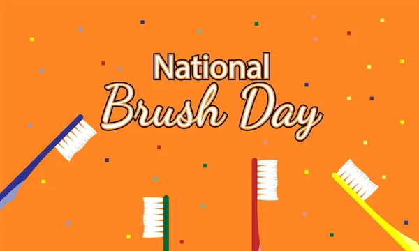 Векторна Графіка Чотири Зубні Щітки Ізольовані Помаранчевому Фоні National Brush — стоковий вектор