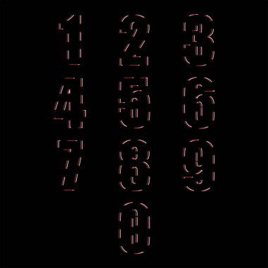 Vektör Sayıları, logolar, kurumsal kimlikler, uygulamalar, yaratıcı posterler için uygun tasarım unsurları için kırmızı ve beyaz renkli dinamik düz tasarım tarzı.