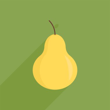 Yeşil arka planda izole edilmiş vektör armut. Logolar, simgeler, semboller, amblemler için uygun.