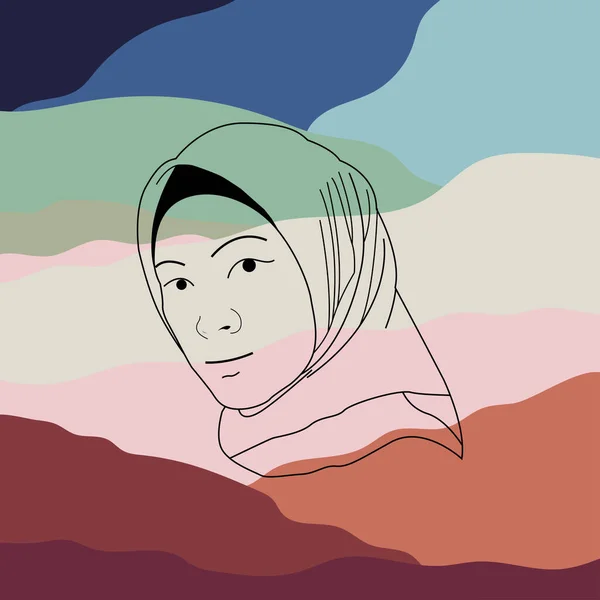 Арабская Женщина Хиджаб Современная Абстрактная Мода Мусульманская Девушка Абстрактным Красочным — стоковый вектор