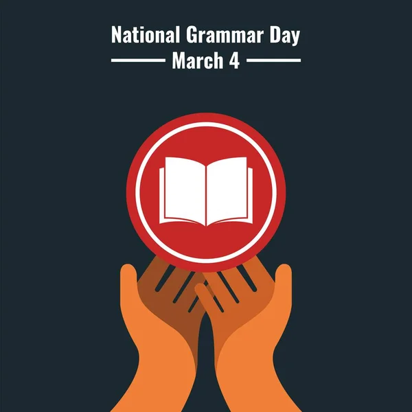 Book Pair Hands Icon National Grammatik Day Design Koncept Lämplig — Stock vektor