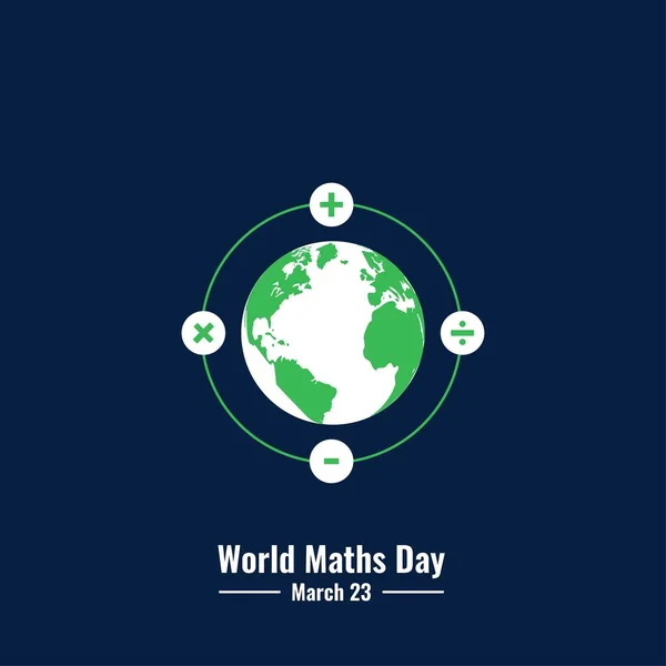 Vector Globe Och Division Och Multiplikation Ikoner World Maths Day — Stock vektor