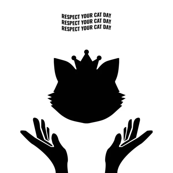 Black Cat Head Icon Vector Com Coroa Respeite Seu Conceito — Vetor de Stock