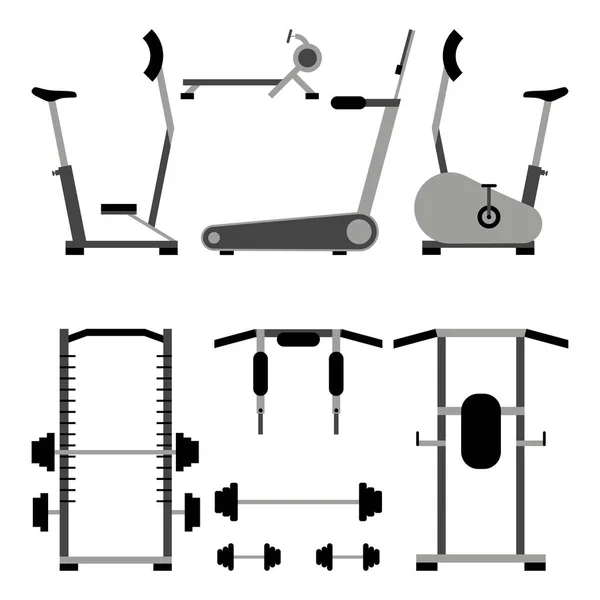 Fitness Sports Equipment Elements Vector Illustration Simple Flat Design Concept — Stock Vector