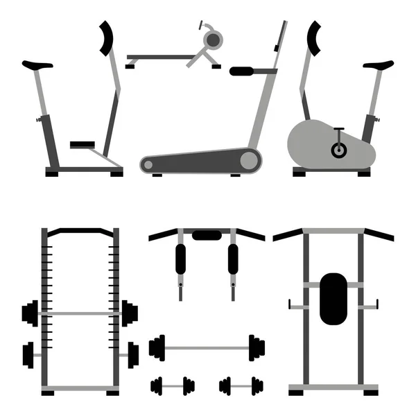 Illustration Vectorielle Éléments Équipement Sport Forme Physique Concept Plat Simple — Image vectorielle