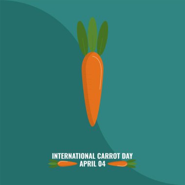 Havuç Vektörü, Uluslararası Havuç Günü Tasarım Konsepti, sosyal medya şablonları, posterler, tebrik kartları, afişler, arka planlar, broşürler için uygun. Vektör İllüstrasyonu