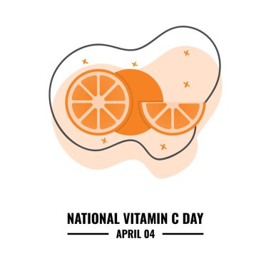Turuncu vektör, Ulusal C Vitamini Tasarım Konsepti, sosyal medya şablonları, posterler, tebrik kartları, afişler, arka planlar, broşürler için uygun. Vektör İllüstrasyonu