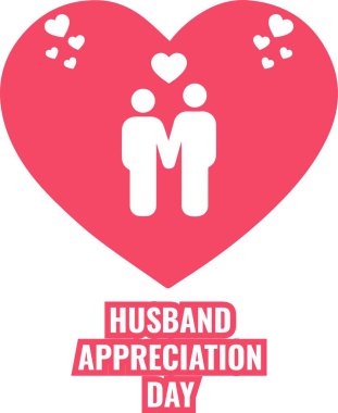 Vektör çift aşıkları ve kalp ikonu, Koca Takdir Günü Tasarım Konsepti, sosyal medyaya uygun şablonlar, posterler, tebrik kartları, afişler, arka planlar, broşürler. Vektör İllüstrasyonu