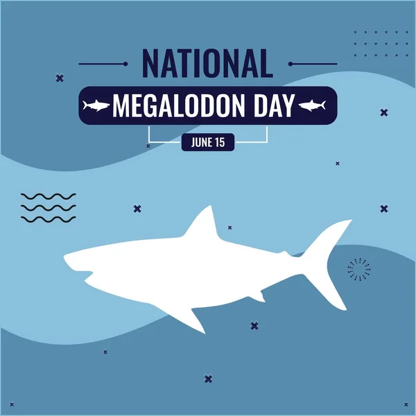 Megalodon Shark White Silhouette Vector Icon National Megalodon Day Design — стоковий вектор