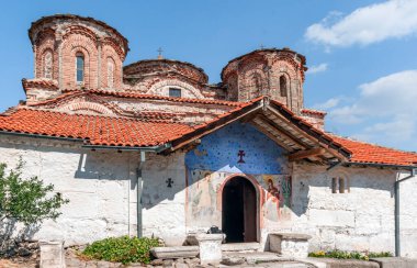 12. yüzyıl Treskavec Manastırı. Macedonia 'da turizm gezisinde. 