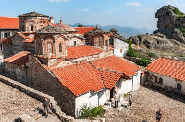 12. yüzyıl Treskavec Manastırı. Macedonia 'da turizm gezisinde. 