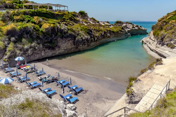 Kanał Amour Jest Najciekawszym Punktem Trasie Turystycznej Korfu Grecji — Zdjęcie stockowe