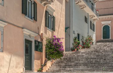 manzara tipik Yunan korfu adası.