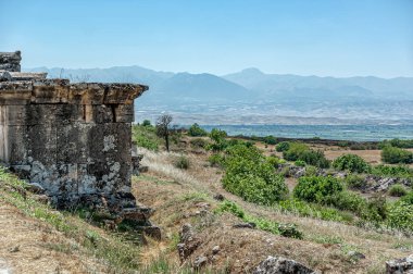 Hiyerapolis yakınlarındaki eski gladyatör harabeleri. Pamukkale hindisi.