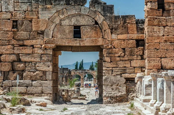 Old Ancient Ruins Roman City Hierapolis Pamukkale — Foto Stock