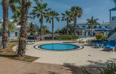 Lanzarote 'de bir oteldeki kampçılar için dinlenme ve rahatlama tesisleri.