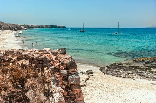 Widok Pięknej Plaży Papagayo Lanzarote Hiszpanii — Zdjęcie stockowe