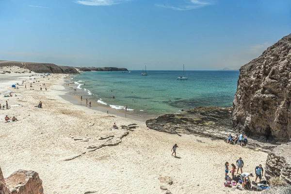 Widok Pięknej Plaży Papagayo Lanzarote Hiszpanii — Zdjęcie stockowe