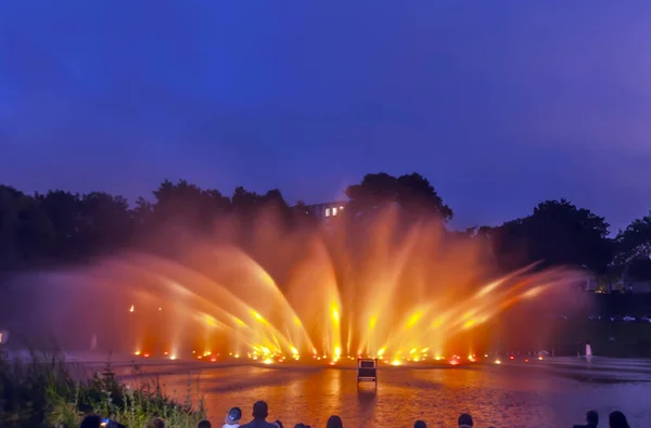 Combination Illuminated Fountains Classical Music Hamburg — ストック写真