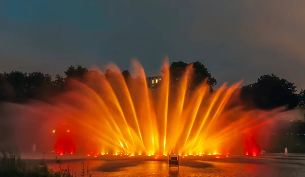 Combination Illuminated Fountains Classical Music Hamburg — 图库照片