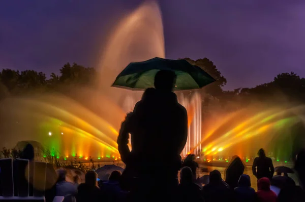 Uma Luz Única Show Música Água Hamburgo — Fotografia de Stock