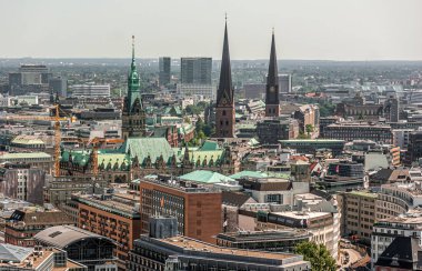 panorama of the city of hamburg from the observation tower of the church of saint michael