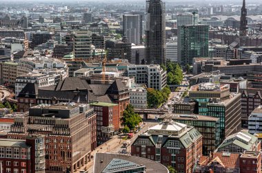 panorama of the city of hamburg from the observation tower of the church of saint michael