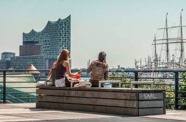 view of the buildings and the port of hamburg