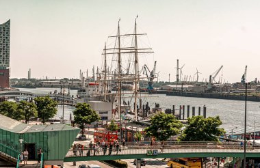 view of the buildings and the port of hamburg