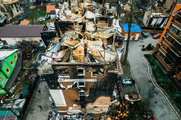 Спалили Будинки Ірпені — стокове фото