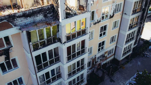 Будинок Зруйнований Снарядами Ірпені Вид Дрона — стокове фото