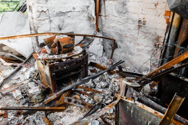 destroyed apartments in Irpen from the war with the Russians