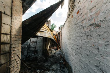 destroyed apartments in Irpen from the war with the Russians