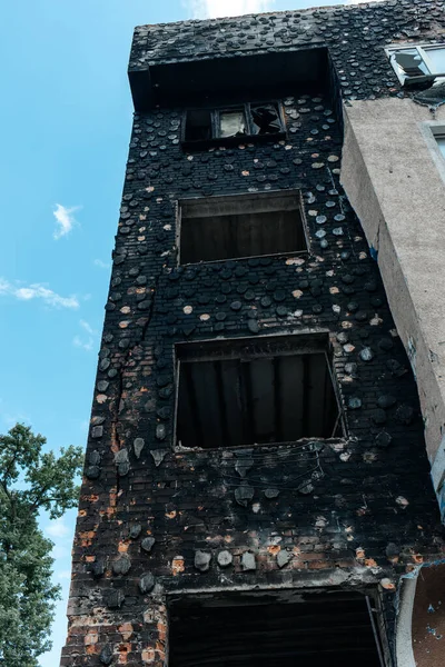 Burnt Apartments Shells Russian Invaders — Stock Photo, Image