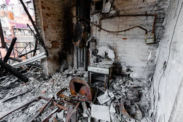 Destroyed Apartments Irpen War Russians — Stock Photo, Image