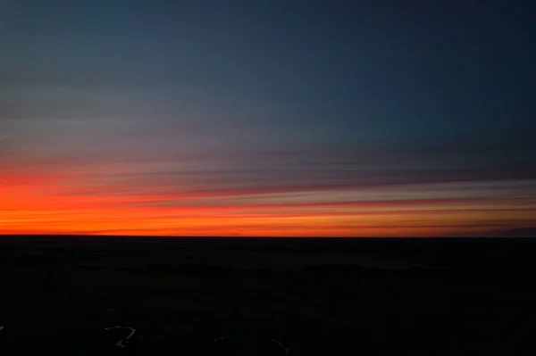 Coucher Soleil Rouge Dans Les Nuages Sombres — Photo