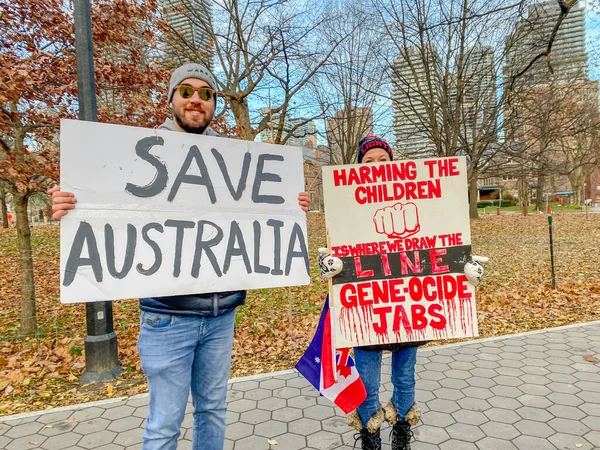 Toronto Kanada Aralik 2021 Covid Vaccine Protesi Queen Park Dışında — Stok fotoğraf