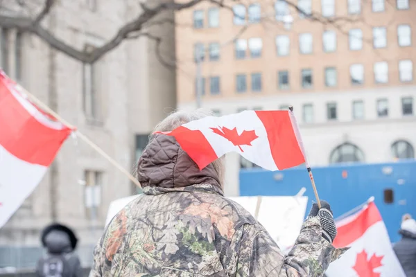 Feb 2022 Toronto Vax Protest Queens Park Trucker Convoy Protesters — Stock Photo, Image