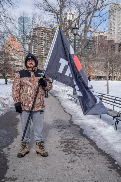 Feb 2022 Toronto Vax Protest Queens Park Trucker Convoy Protesters — Stock Photo, Image