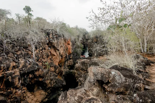 Galapagos Eilanden Ecuador Maart 2022 Wandelen Langs Sierra Negra Een — Stockfoto