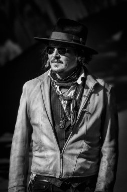 Roma, İtalya - 17 Ekim 2021: Johnny Depp Roma Film Festivali 'nde kırmızı halıda yürüyecek ve son filmi 