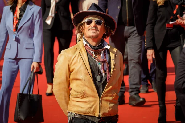 Ρώμη Ιταλία Οκτωβρίου 2021 Johnny Depp Περπατά Κόκκινο Χαλί Στο — Φωτογραφία Αρχείου